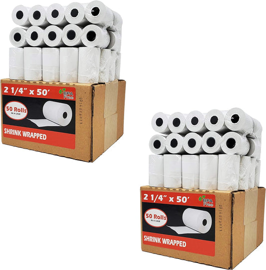 BuyRegisterRolls Thermal Paper Receipt Rolls - Premium 55 GSM | 2 1/4" x 50' | BPA Free for All Terminals
