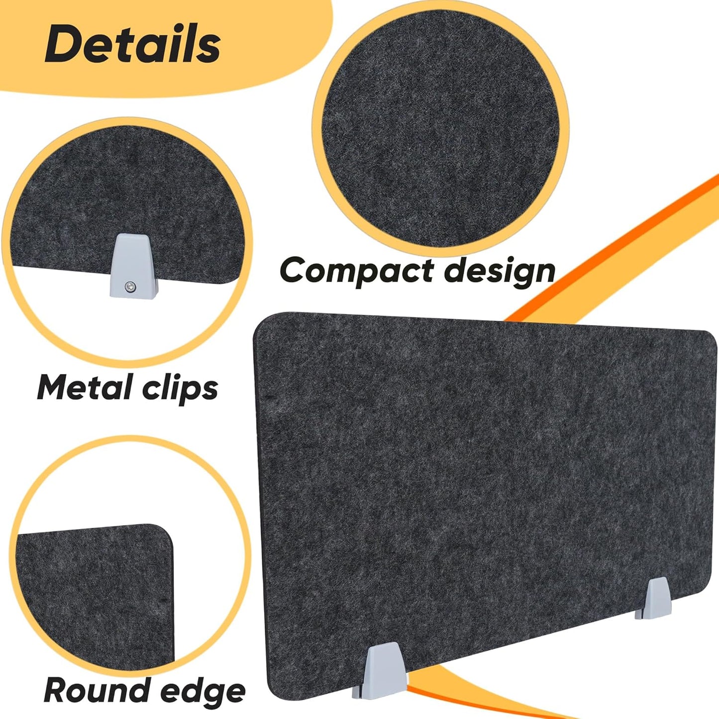 Skiennix Privacy Desk Dividers - Noise Reducing Acoustic Panels 16x24 Inch | 4 Packs in Black