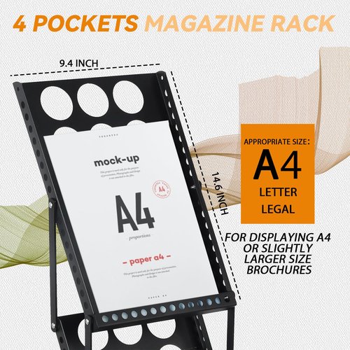Estleys Trade Show Literature Stand Display Rack, Magazine Brochure Catalog Display Stand, Magazine Floor-Standing with Portable Oxford Bag for Office Store Exhibition Trade Show (Black)