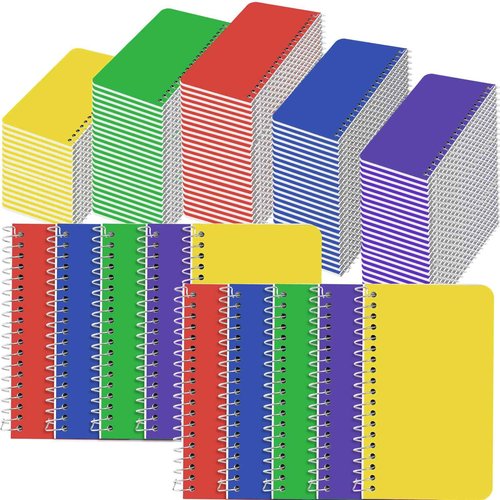 Leinuosen 100 Pack Mini Spiral Notebooks 3'' x 5'' Bulk Small Pocket Memo Pad 75 Sheets for College Ruled Office Home Business Work(Bright,Side Spiral)