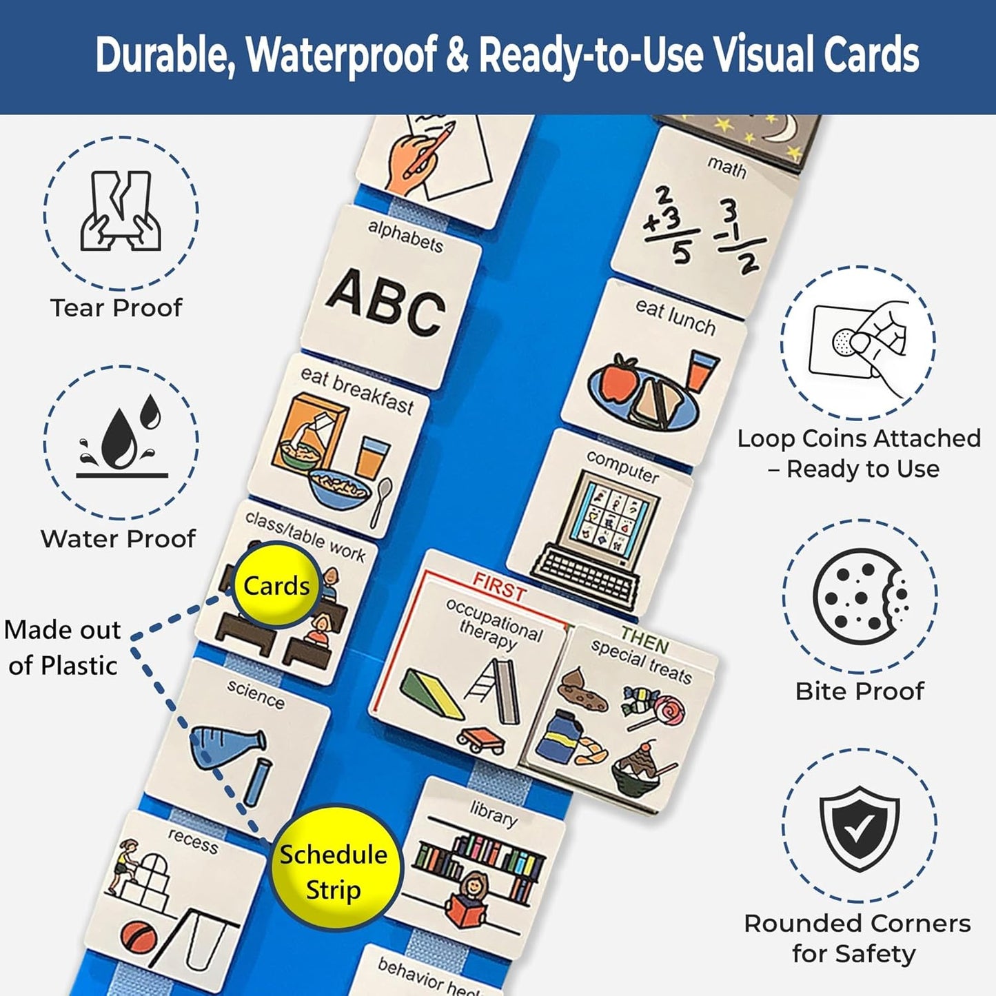 Visual Schedule for Kids - 133 Durable Picture Cards with Soft Loop Coins | Daily Routine & Chore Chart for Autism & ADHD Support