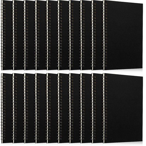 Eersida 20 Pack A5 Spiral Notebook College Ruled Spiral Notebook Bulk 5.5 x 8.3 Inch Hardcover Notepads Lined Travel Writing Journal Notepad, 50 Sheets 100 Pages(Black)