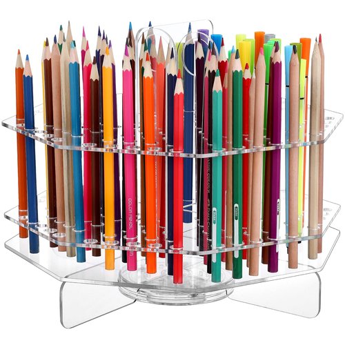 Eersida 120 Slot Acrylic Pen Holder Pen Clear Pencil Holder Display Stand Marker Organizer Acrylic Desktop Organizer the Hole Diameter Is 0.5 Inch for Art Supply Makeup Brushes Storage Craft Shows