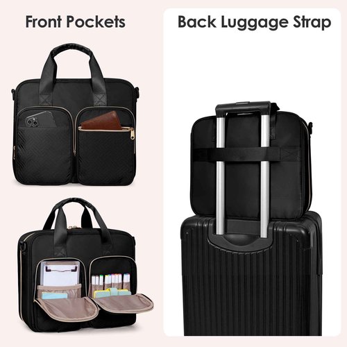 Prokva 3 Ring Zipper Binder, 2 Inch Ring Binder Organizer Bag with Shoulder Strap Fits 13 Inch Laptop and 500 Sheets, Black (Empty Bag Only)