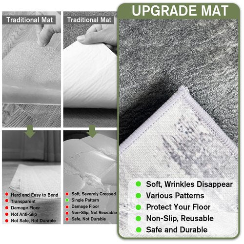 WTHYGB Office Chair Mat for Hardwood Floor Abstract Washable Desk Throw Rug for Rolling Chair Non-Slip Computer Chair Protector 48”x60”