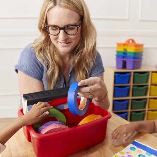 ECR4Kids 2-Compartment Storage Caddy, Storage Organizer, Primary, 6-Pack