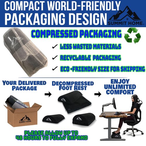 Summit Home Ergonomic Under Desk Foot Rest for Office Use – Adjustable Height Memory Foam Foot Stool Under Desk for Office Chair, Gaming Chair, Home & Car – for Back, Knee, Hip & Foot Pain Relief
