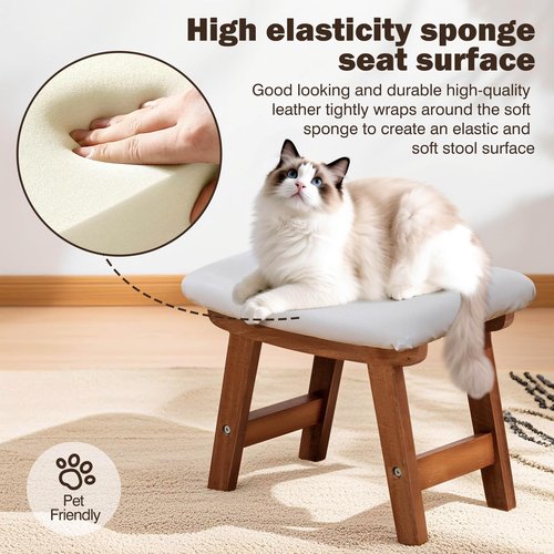 Foot Stool with Leather Cover,Foot Rest Made of Wooden for Couch,Bench,Sofa,Under Office Desk