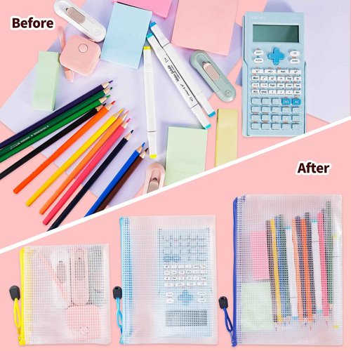 88pcs Mesh Zipper Pouch Bags - 8 Sizes Plastic Zipper Pouches for Organization, Mesh Bags with Zipper, Waterproof Clear Travel Pouches, UMETDO File Bag with Zipper for Office Supplies, Variety Pack