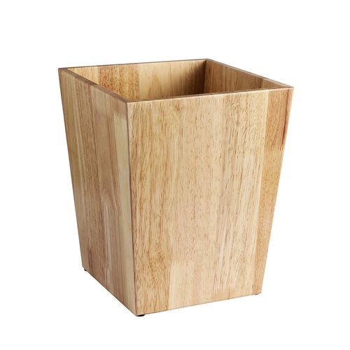 KMwares Decorative Square Wastebasket/Trash Can/Garbage Can for Home Accent, Kitchen, Bathroom Accessories, Office Decoration - Rubber Wood