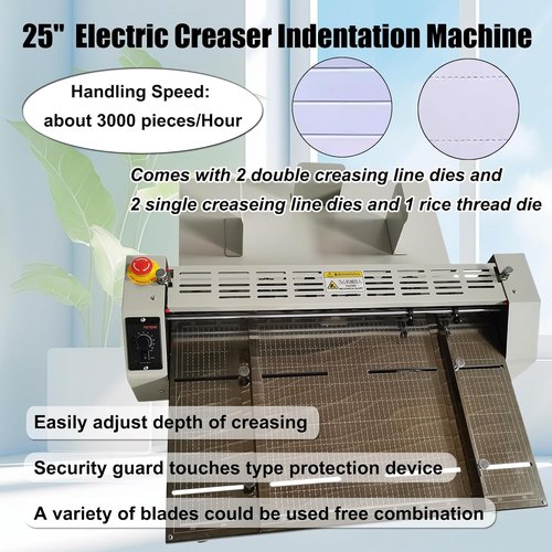 HQHAOTWU Electric Creasing Machine - 25-Inch Paper Creaser with 3000 Pieces/Hour Speed for Cards & Invitations