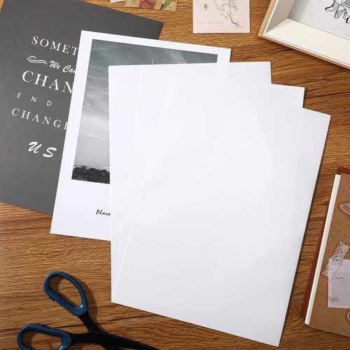 Nezyo 200 Pcs Double Sided Adhesive Sheets White Double Sided Clear Sticky Strong Adhesive Tape Sheets for Craft with White Liner for Photo Album DIY Arts Handbook Making Home Decor, A4