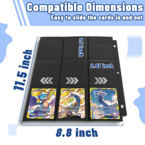 900 Pockets Trading Card Binder Sleeves, Baseball Card Sleeves Fit for Standard Size Sport Cards, Baseball Card Holder for 3 Ring Binder