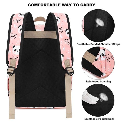 Kouxunt Panda Laptop Backpack for Women Girls, 15.6 inch College School Backpacks Travel Casual Daypack (Pink)