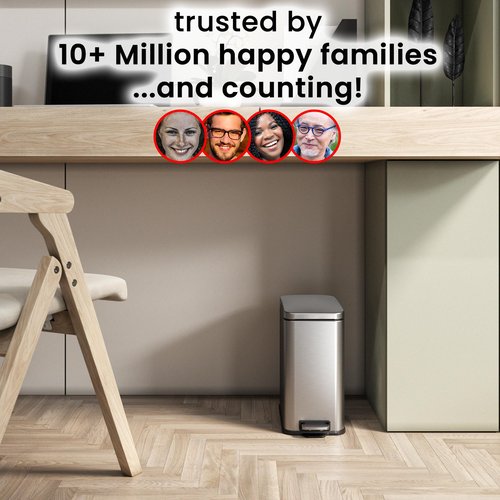 iTouchless SoftStep 3 Gallon Small Bathroom Slim Step Trash Can with Odor Control System & Removable Inner Bucket, Fingerprint-Proof Stainless Steel Wastebasket for Bathroom, Office and Tight Spaces