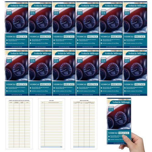 Motiskyy 12 Pcs Mileage Log Book for Auto, Car, Vehicle 6.26 x 3.27 Inches Undated Mileage and Expense Journal Notebook Tracker for Vehicle Business