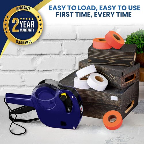 Perco Lite Price Gun Kit - 1 Line Label Maker with 6 Rolls & 2 Ink Rollers - Pre-Loaded for Easy Use