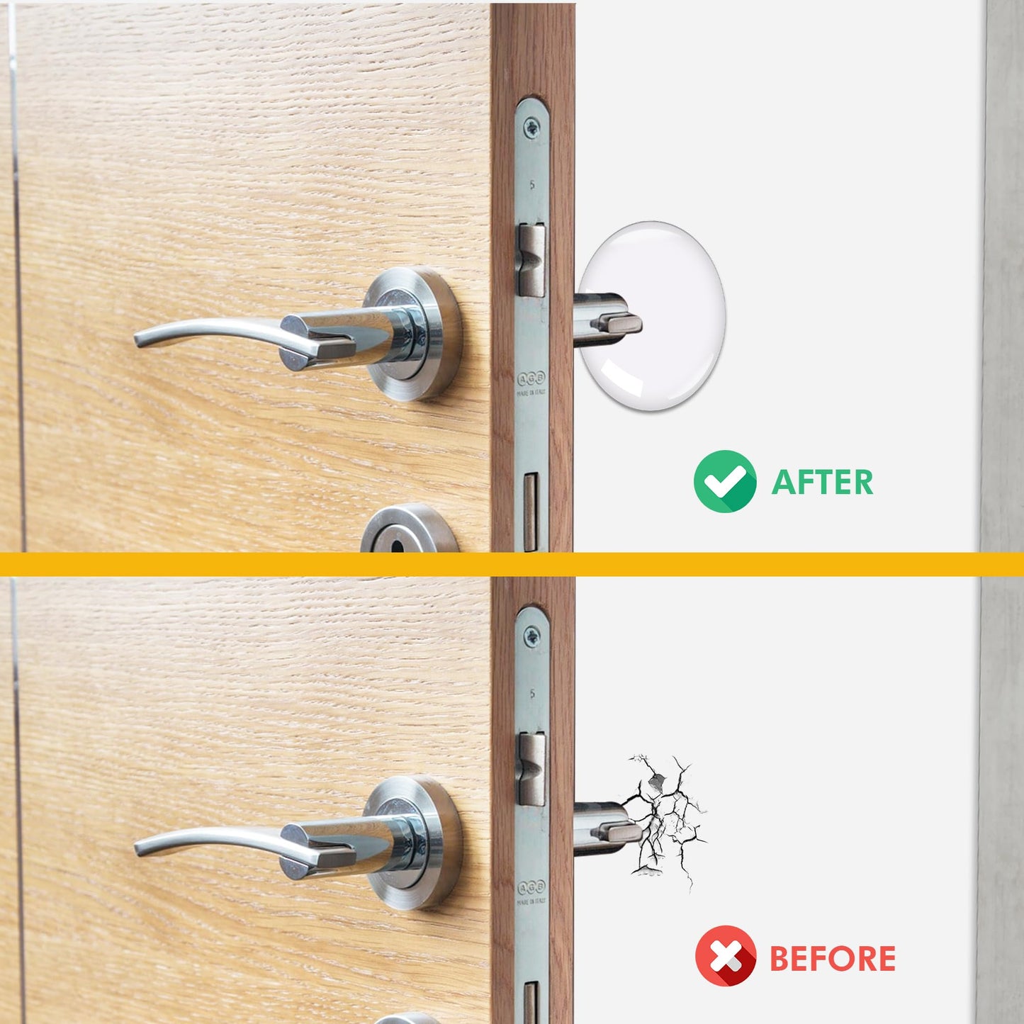 AFFIXERS Door Stoppers for Wall – Clean and Dry Surface Required for Strong Adhesive, Sound Dampener Door Knob Wall Protector, Silicone Door Stop Bumpers Guard for Walls (6, Medium -2")
