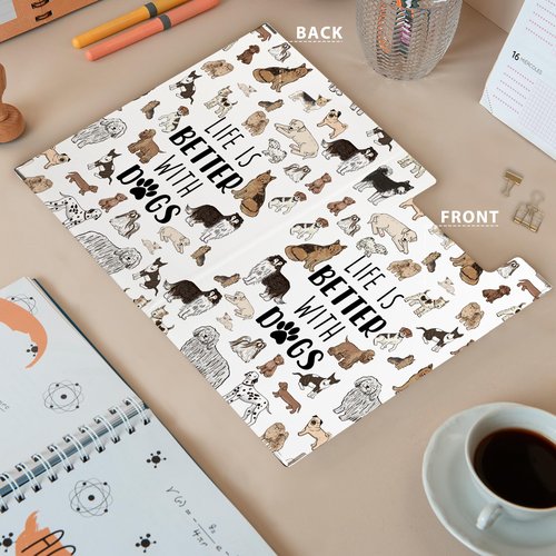 QLMX Dog Animal Clipboard Folio with Storage, Cute Dogs Decorative Clipboard Folder, Puppy Dog Clipboards for Women Kids, Life is Better with Dogs Gifts Office School Supplies, 12.4x9.2In
