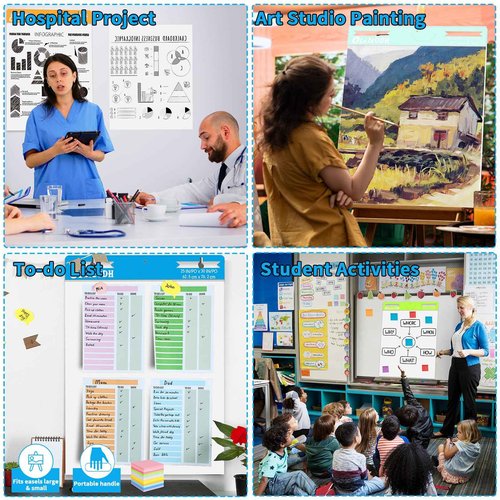 31 PCS Sticky Easel Pad Set, 25 x 30 in Large Note Pads Easel Pads Flip Chart Paper, Anchor Chart Paper, Giant White Sticky Anchor Chart Papers with Sticky Note Masking Tape, Markers,Big Meeting Notes