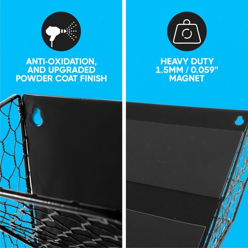 LOLLO WAVE Magnetic File Organizer - 3 Tier Wall Document Storage - For Filling Cabinets, Refrigerators and Work Stations-Complete with 5 Pack of Folders