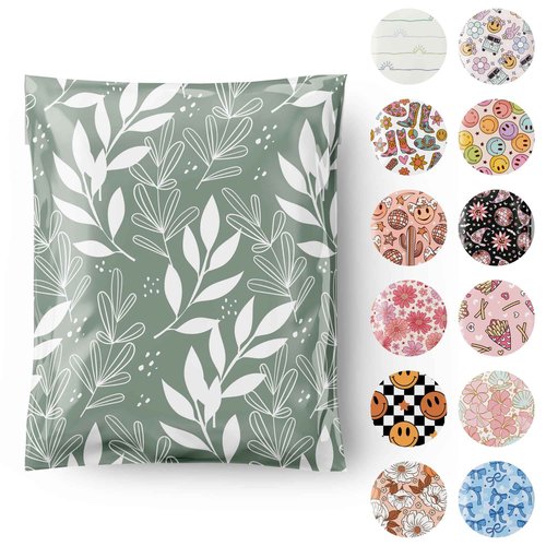 Graceful Mailers Poly Mailers 14.5x19 100 Pack, Waterproof & Tear Resistant Mailing Envelopes for Small Business Supplies, Shipping Bags for Clothes, Cute Shipping Bags for Small Business, Sage Beauty
