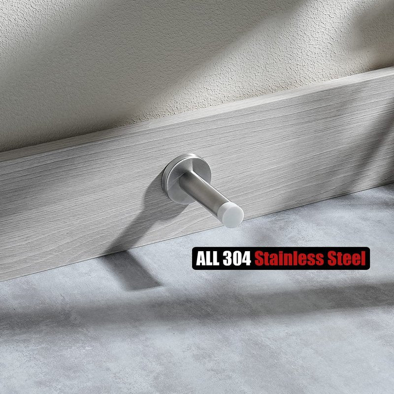 JQK Door Stopper, 304 Stainless Steel Thicken 1mm Sound Dampening Door Stop Bumper Wall Protetor 2 Pack, Brushed, DSB5-WN-P2