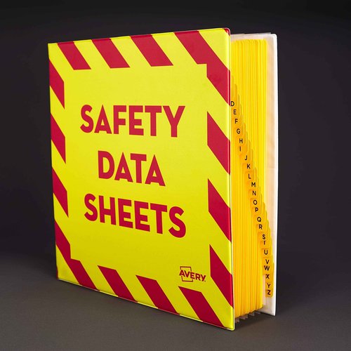 Avery Heavy-Duty Industrial SDS Binder, 3" One-Touch Rings, Yellow/Red Border (18952)