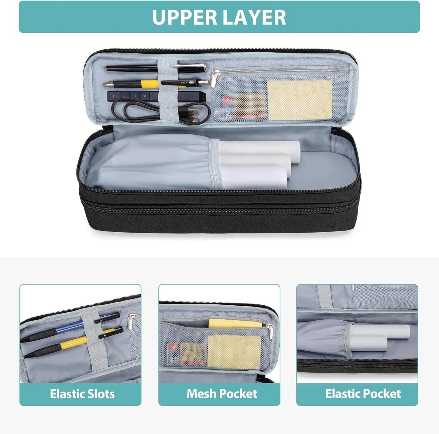 Yarwo Double-Layer Document Scanner Travel Case - Compatible with Brother, Canon, Epson | Black