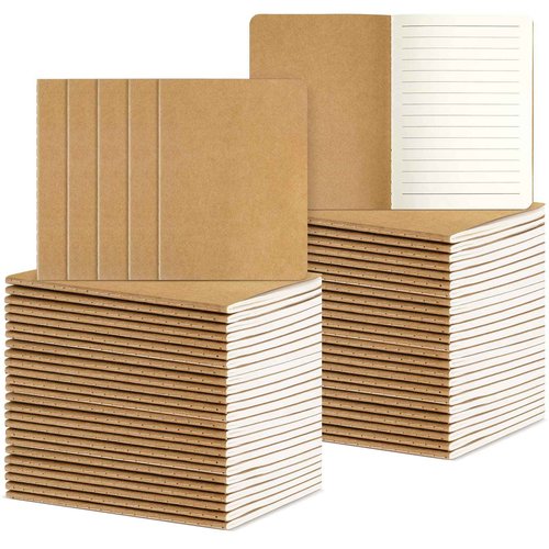 Colarr 60 Pcs Mini Notebooks 5.5 x 4 Inch 30 Sheets Small Journal Bulk Blank Lined Notebook Small Kraft Paper Book Bulk Student Classroom Office Back to School Supplies(Brown)