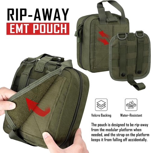 LIVANS 1000D Tactical First Aid Bag - Empty EMT Pouch with Rip-Away Design for Emergency Medical Use