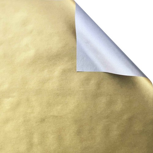Jillson Roberts Bulk 1/4 Ream Double-Sided Reversible Gift Wrap, 30" x 208', Metallic Gold/Metallic Silver Kraft