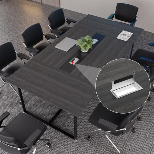 LayBurst 8FT Conference Table,94.4 L x 47.2 W x30.7 H Meeting Seminar Table with Grommet,Stability Enhancement,Large Conference Room Table for Office Meeting (Gray)