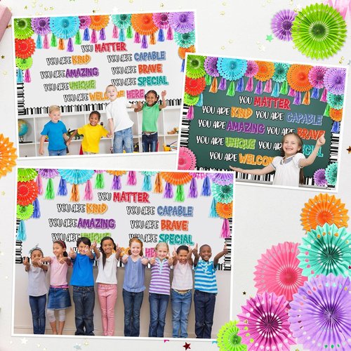 Qilery Motivational Bulletin Board Set - 70 Pcs Inspirational Classroom Decor for Back to School