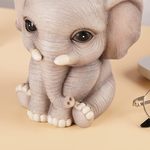 Cmrweio Elephant Pen Pencil Holder, Cute Animal Ornament Makeup Brush Holder Toothbrush Holder Home Office Desk Decor Organizer Accessory