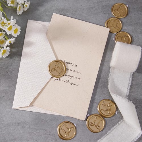 Gold Bow Wax Seal Stickers - 50 Pcs Antique Self-Adhesive Wax Stamp Stickers for Wedding Invitation Evelopes, Embossed Seal Sticker for Party Gift Wrapping Greeting Card Christamas