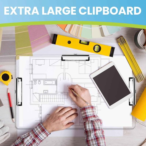 Dunzoom 3 Pcs 11 x 17 Clipboards Three Clip Extra Large Clipboards PP Plastic Horizontal Clipboards with Low Profile Clip for School Office Home Students Teachers Supplies