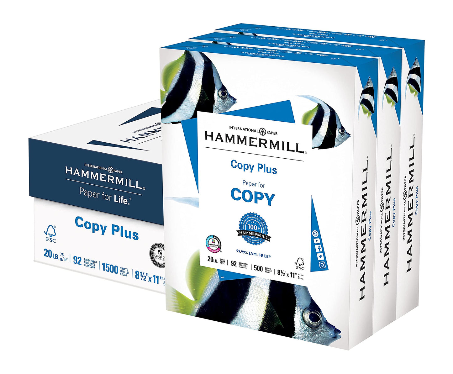 Hammermill Copy Plus 8.5-Inch x 11-Inch Copy Paper, 20 lbs., 92 Bright, 500 Shts/RM, 3RM/CT (105040)
