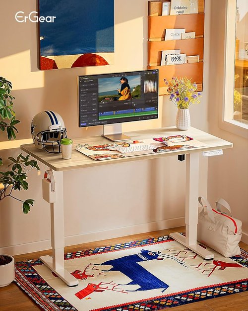 ErGear Electric Standing Desk - Height Adjustable Sit Stand Desk, 44 x 24 Inches, Natural Finish