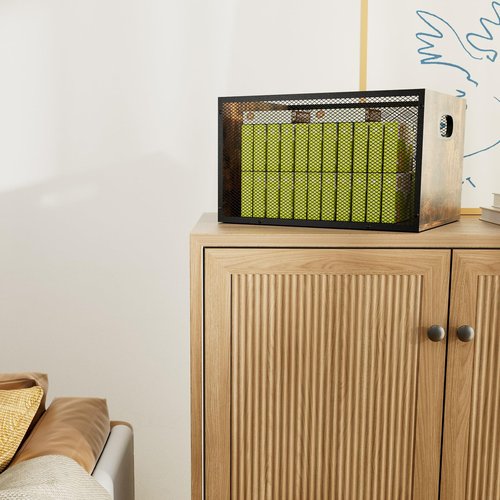 Dunatou Vinyl Record Storage Wooden Record Holder Cube Vinyl Storage Box Case Crate Rustic Brown