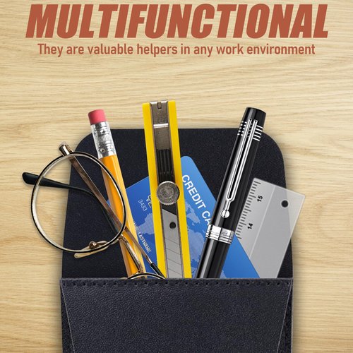 5 PCS Black Pocket Protector, Leather Pen Pouch Holder Organizer Pocket Pouch for Men Pocket Shirt, Pen Pocket Holder for School Office Hospital Supplies (Black)