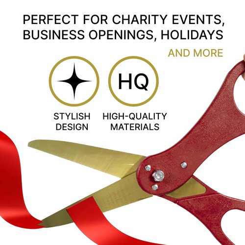 Red Ribbon Cutting Ceremony Kit – 20 Ribbon Cutting Scissors with Gold Blade and Satin Ribbon Red for Inaugurations & Special Events