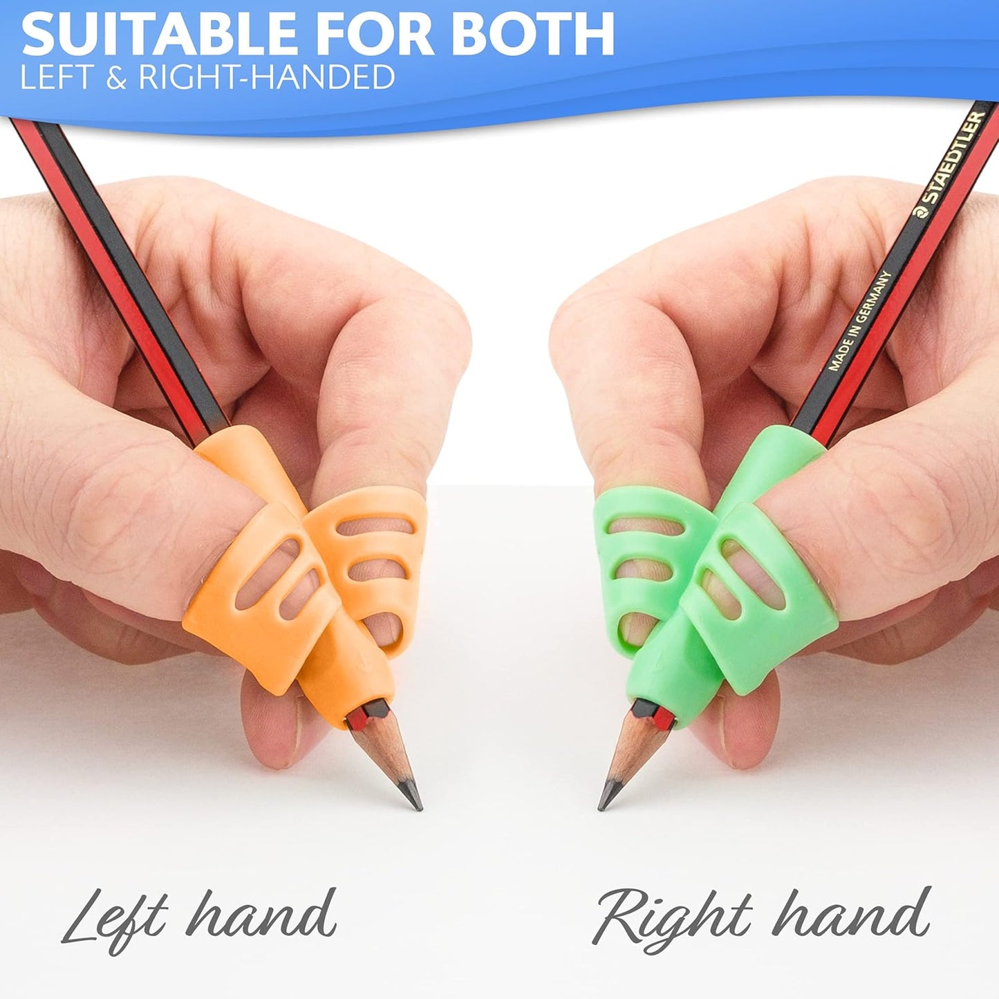 Stylo Pencil Grips for Kids - Ergonomic Handwriting Tools for Ages 2-5 | Left & Right Handed - 3 Pack