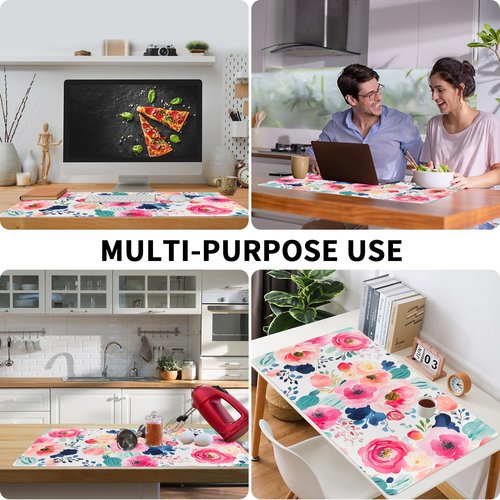 Bloss Flower Desk Mat, Leather Desk Pad, Desk Matt for Desktop, Waterproof Desk Pad Mat, Computer Mat for Office Work/Home/Decor/Desk Protector(31.5 x 15.7 Inches)