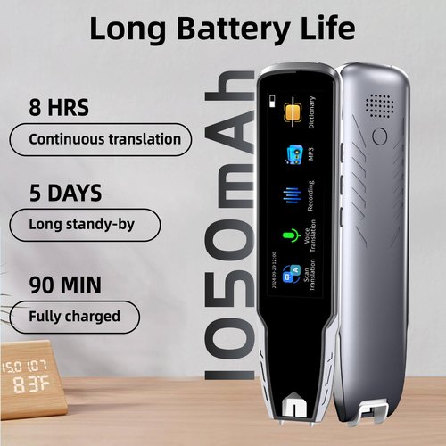 Translator Pen for Dyslexia & Language Learning - 112 Languages Voice Translation Device with Offline Mode, Text Excerpt & Portable Scan Reader Pen for Kids/Adults (Grey)