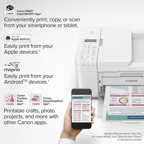 Canon PIXMA TR4720 Wireless All-in-One Inkjet Printer - Print, Copy, Scan, Fax | 4800 x 1200 dpi, White