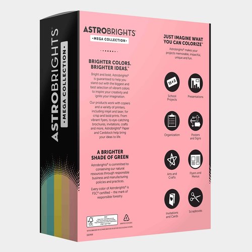 Astrobrights Pastel Cardstock Mega Collection 320 Sheets, Sentence Strips 100 Count, 5 Colors