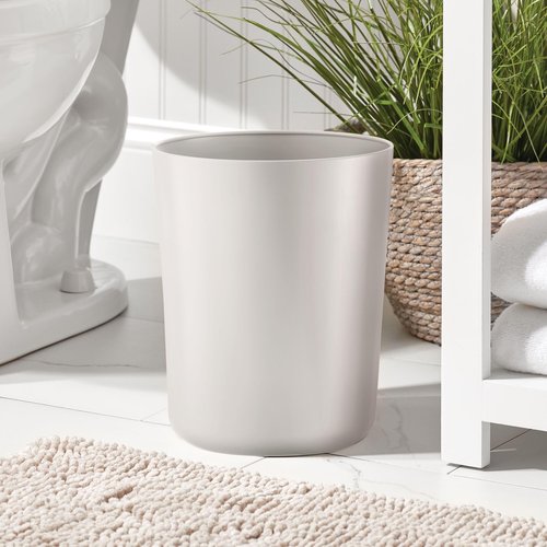 iDesign Small Steel Round Bathroom Trash Set of 2-Coconut White Oasis Waste Can M2