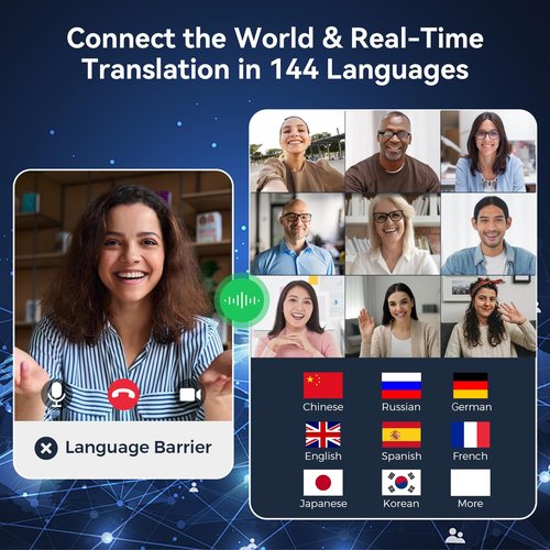 Fervidus AI Language Translation Earbuds, LCD Touch Screen OWS Real-Time Translator for 144 Languages, Headphones Translation Device Ideal for Travel Business Learning