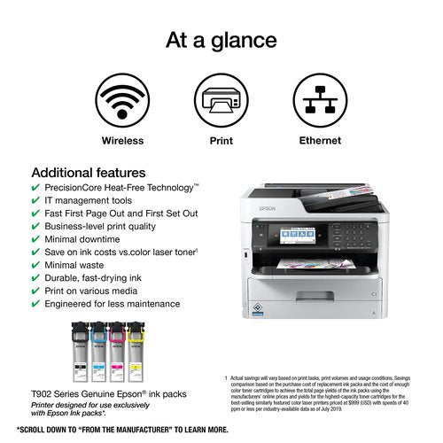 Epson Workforce Pro WF-C5710 Network Multifunction Color Printer, Standard Capacity, Silver